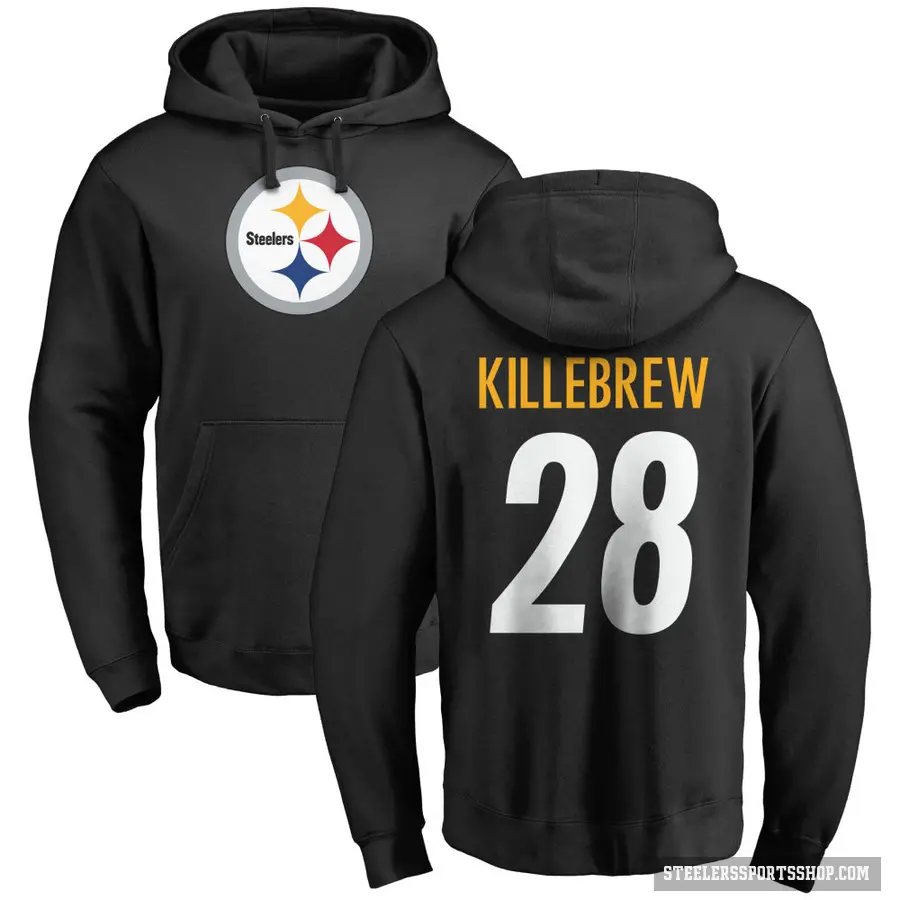 Men's ＃28 Miles Killebrew Pittsburgh Steelers Black Pro Line Logo Pullover Hoodie