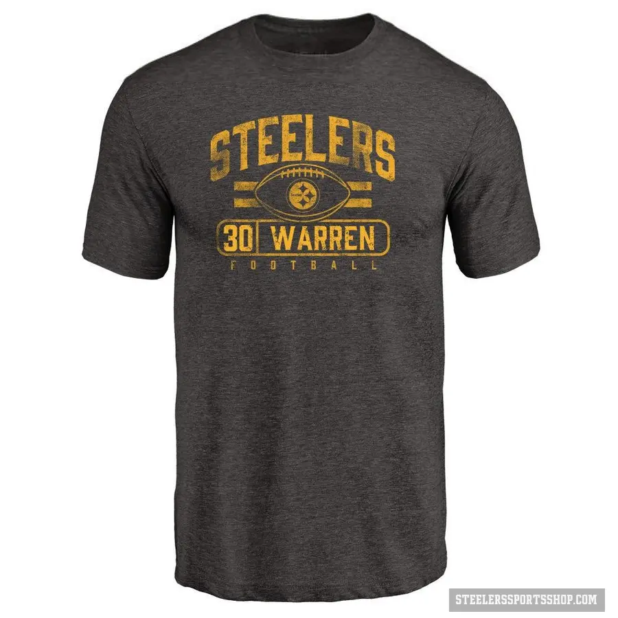 Men's ＃30 Jaylen Warren Pittsburgh Steelers Black Flanker T-Shirt