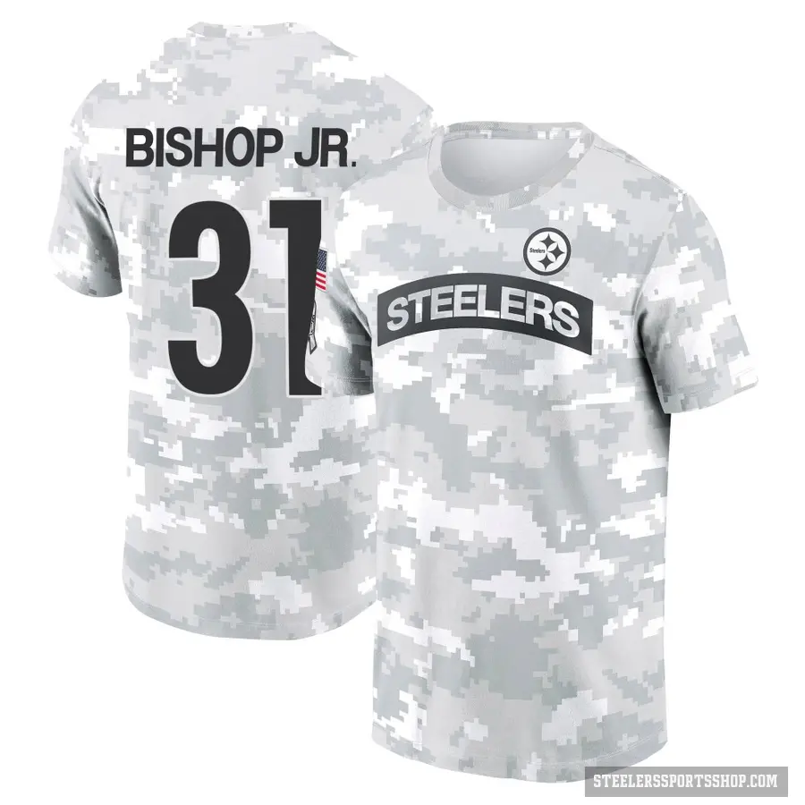 Men's ＃31 Beanie Bishop Jr. Pittsburgh Steelers Camo Arctic 2024 Salute to Service Performance T-Shirt