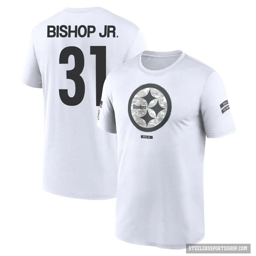 Men's ＃31 Beanie Bishop Jr. Pittsburgh Steelers White 2024 Salute to Service Performance T-Shirt