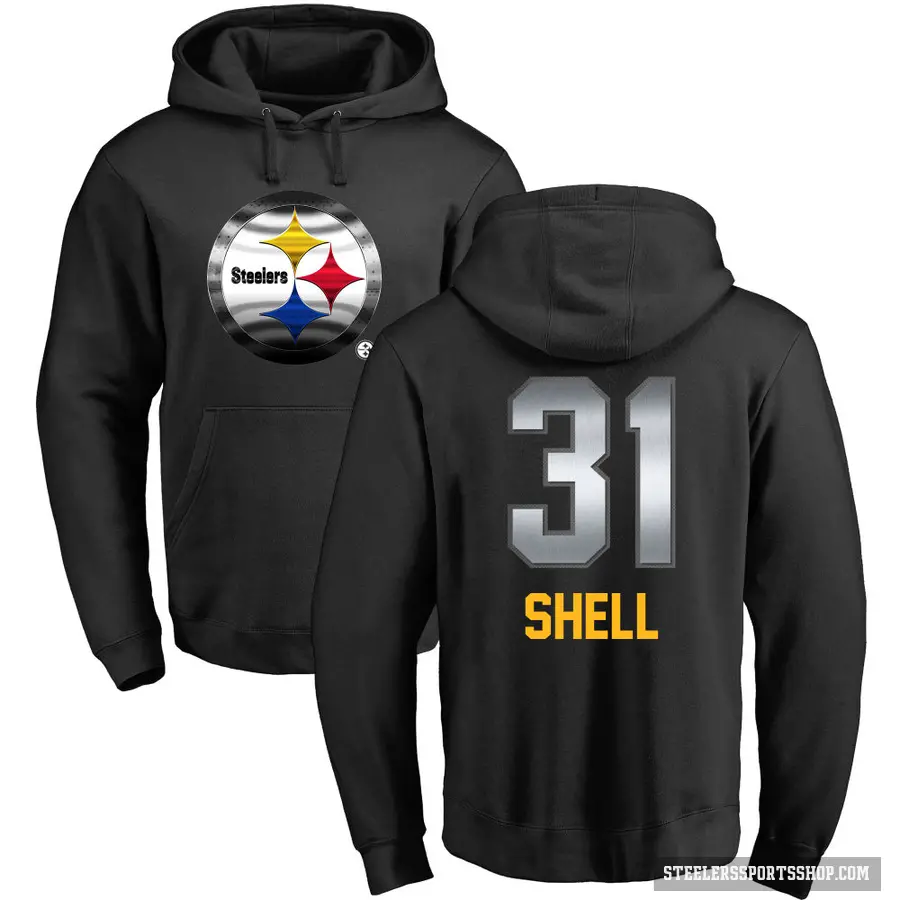 Men's ＃31 Donnie Shell Pittsburgh Steelers Black Midnight Mascot Pullover Hoodie