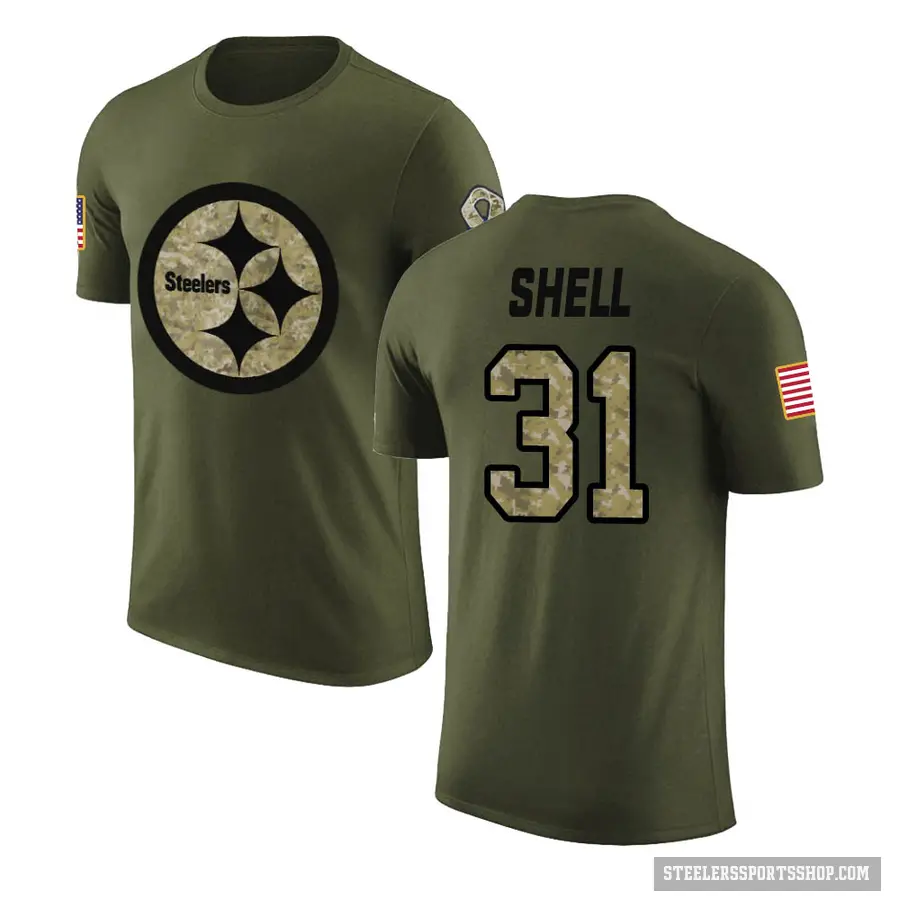 Men's ＃31 Donnie Shell Pittsburgh Steelers Olive Salute to Service T-Shirt