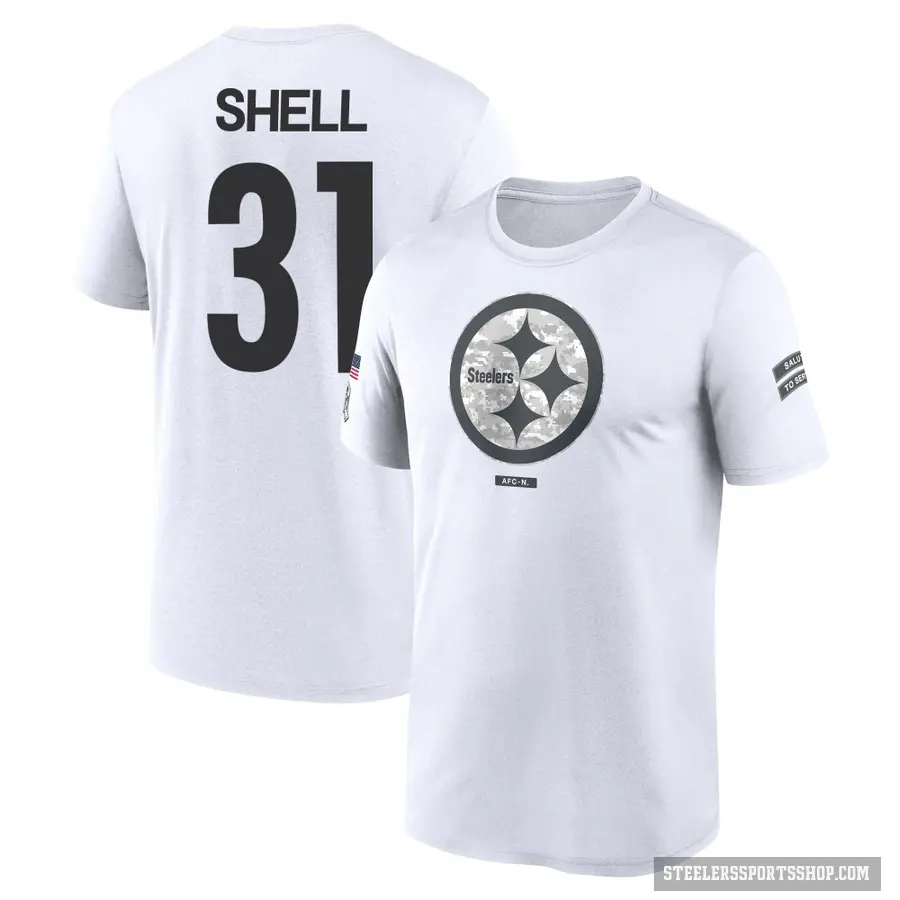 Men's ＃31 Donnie Shell Pittsburgh Steelers White 2024 Salute to Service Performance T-Shirt