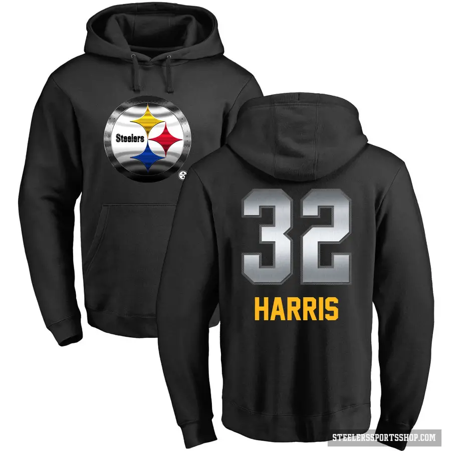 Men's ＃32 Franco Harris Pittsburgh Steelers Black Midnight Mascot Pullover Hoodie