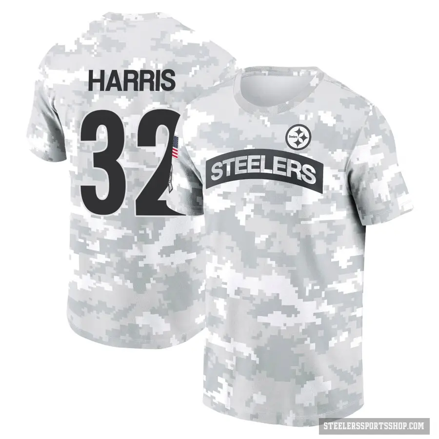 Men's ＃32 Franco Harris Pittsburgh Steelers Camo Arctic 2024 Salute to Service Performance T-Shirt