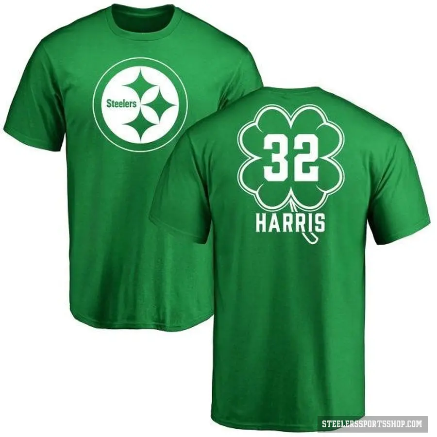 Men's ＃32 Franco Harris Pittsburgh Steelers Green St. Patrick's Day T-Shirt