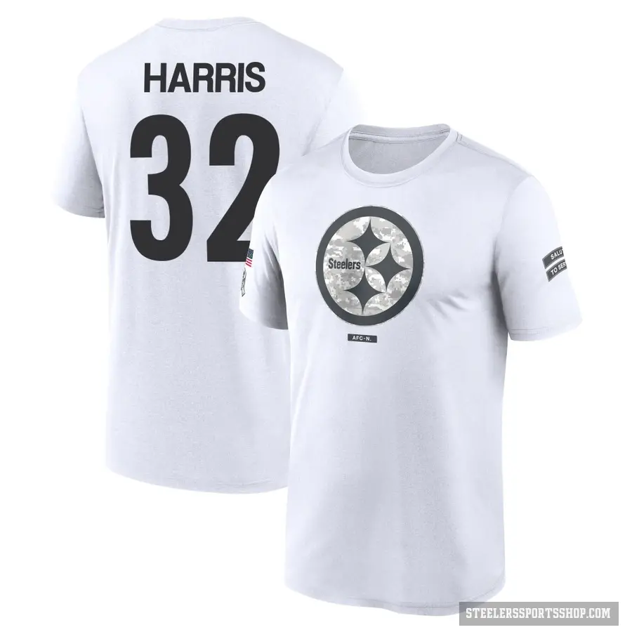 Men's ＃32 Franco Harris Pittsburgh Steelers White 2024 Salute to Service Performance T-Shirt