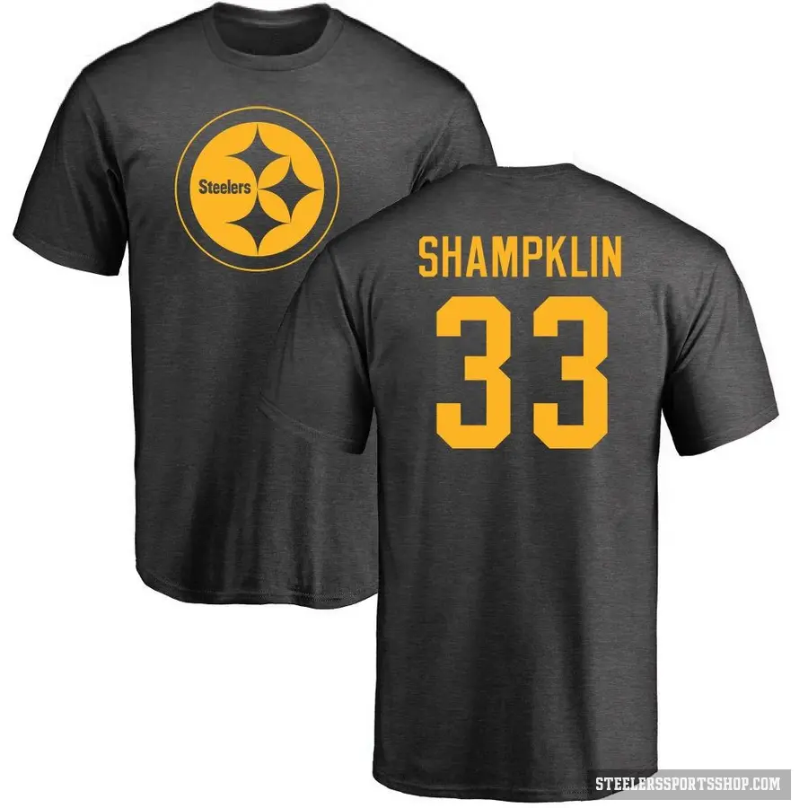 Men's ＃33 Aaron Shampklin Pittsburgh Steelers Ash One Color T-Shirt