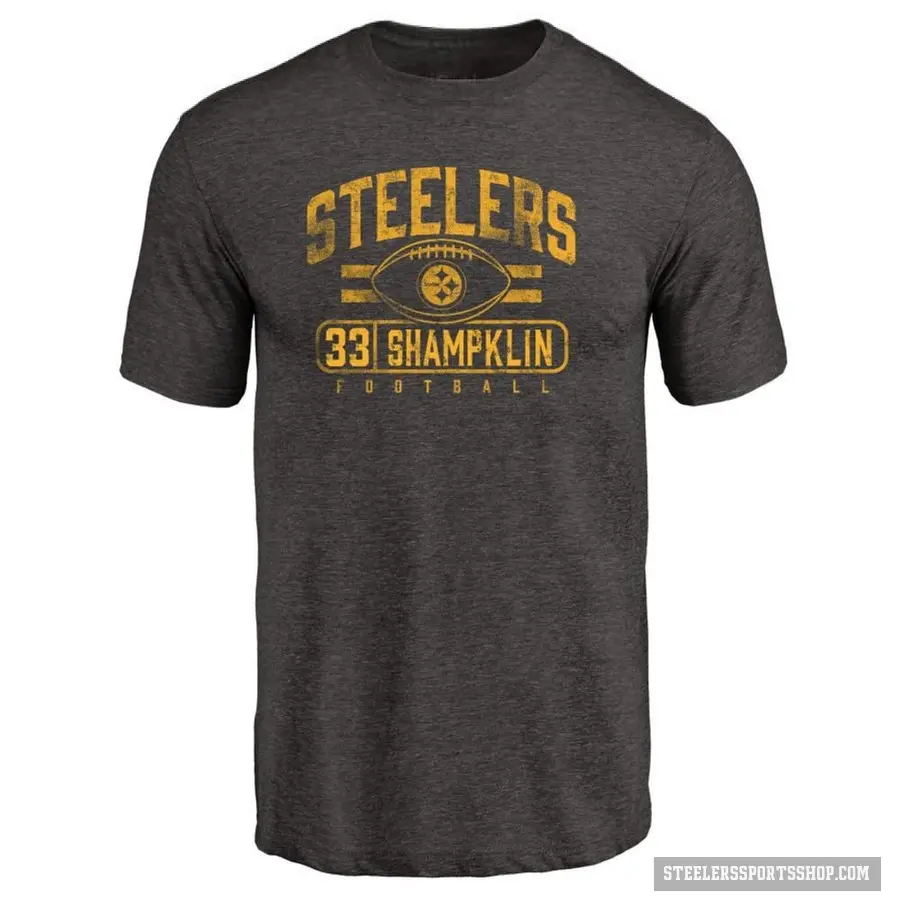 Men's ＃33 Aaron Shampklin Pittsburgh Steelers Black Flanker T-Shirt