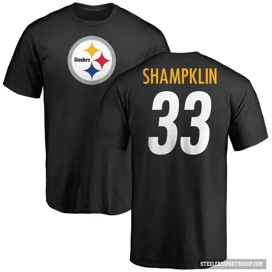 Men's ＃33 Aaron Shampklin Pittsburgh Steelers Black Logo T-Shirt