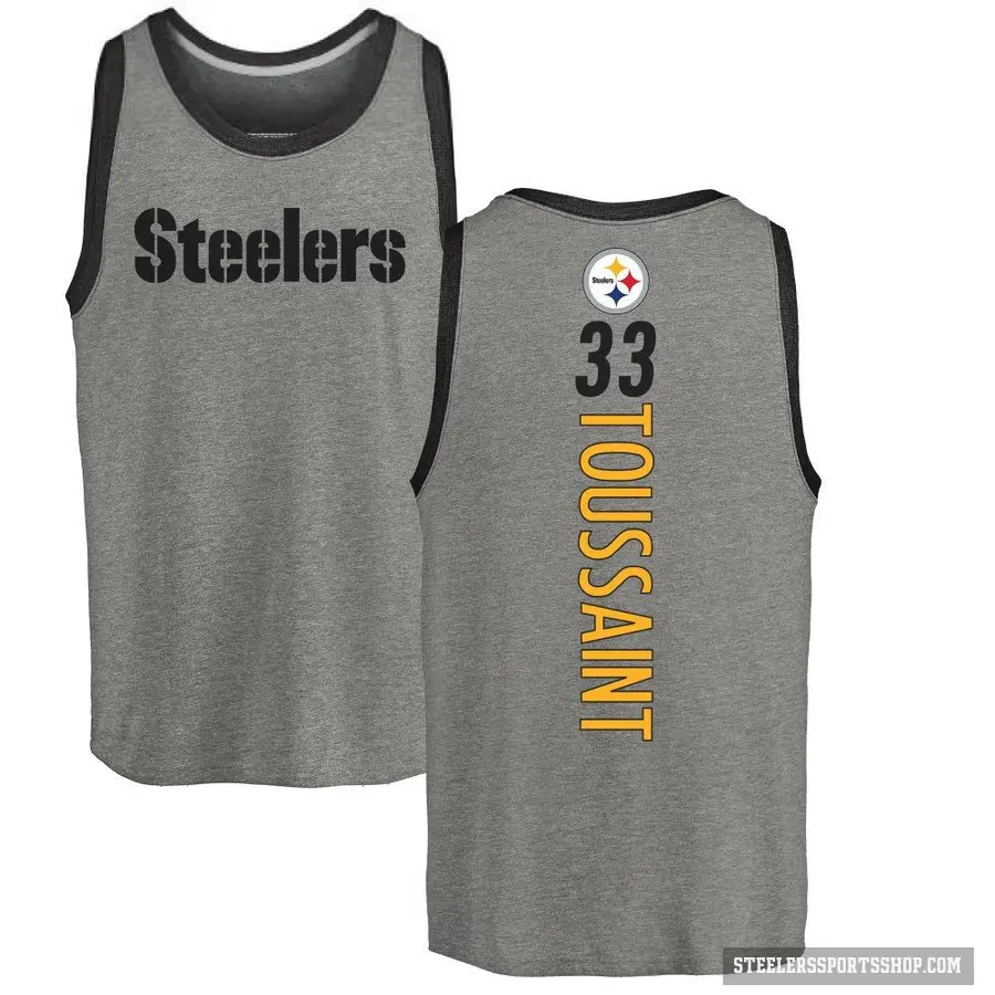 Men's ＃33 Fitzgerald Toussaint Pittsburgh Steelers Ash Backer Tank Top