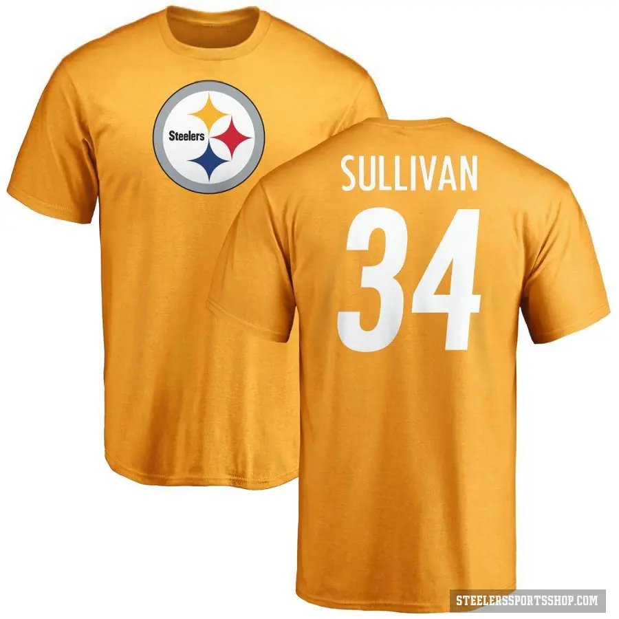 Men's ＃34 Chandon Sullivan Pittsburgh Steelers Gold Logo T-Shirt