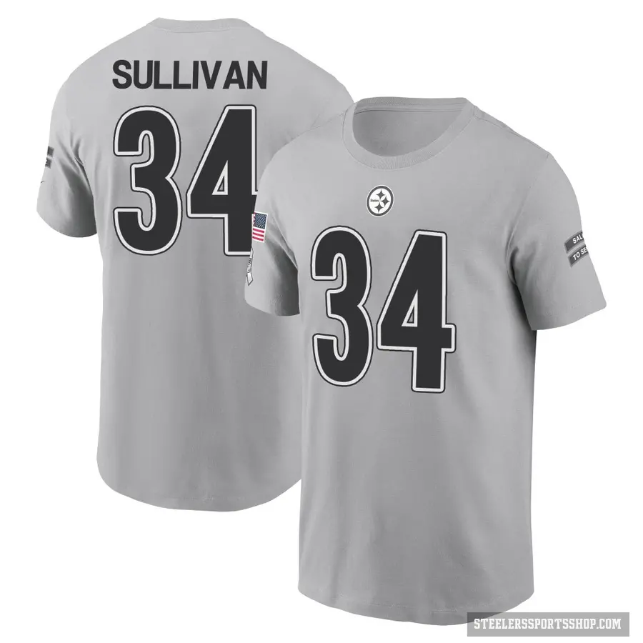 Men's ＃34 Chandon Sullivan Pittsburgh Steelers Gray 2024 Salute to Service T-Shirt