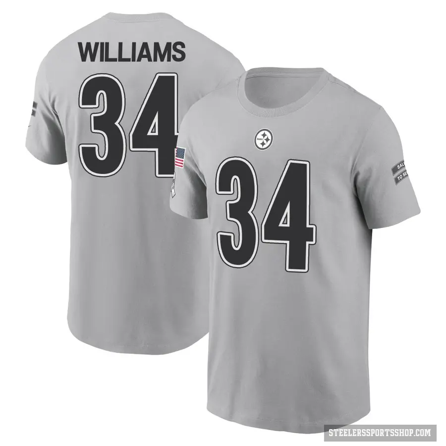 Men's ＃34 DeAngelo Williams Pittsburgh Steelers Gray 2024 Salute to Service T-Shirt