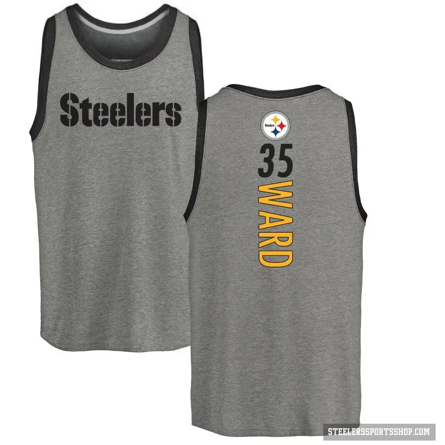 Men's ＃35 Jonathan Ward Pittsburgh Steelers Ash Backer Tank Top