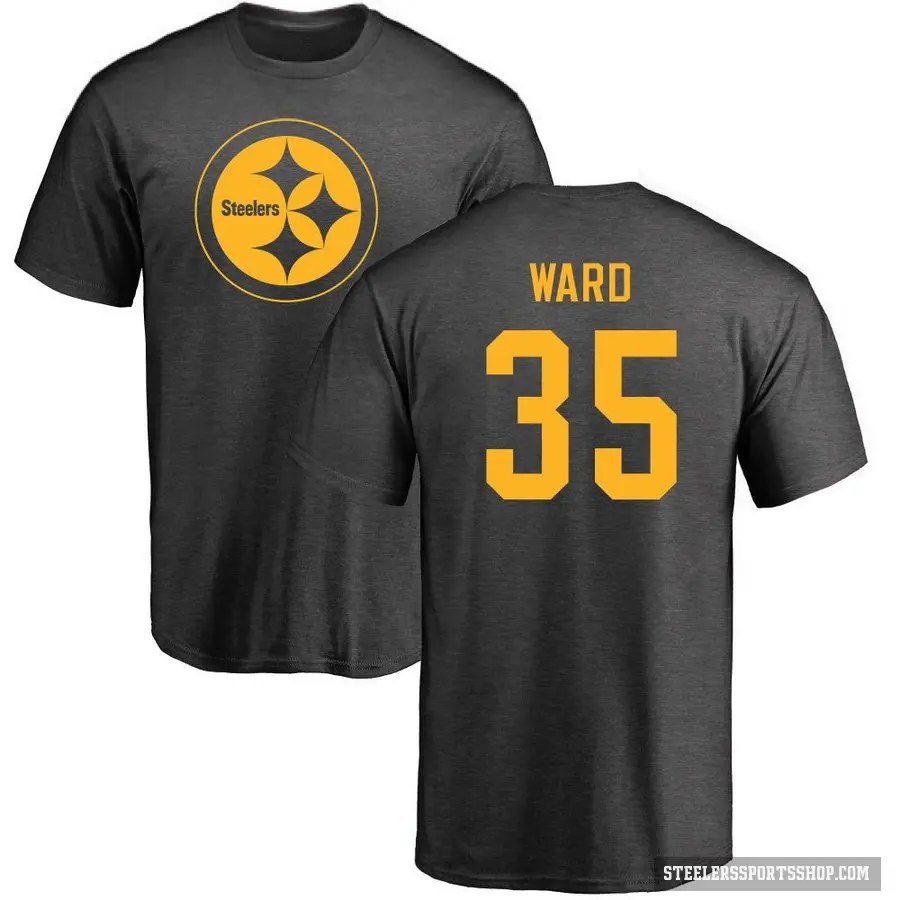 Men's ＃35 Jonathan Ward Pittsburgh Steelers Ash One Color T-Shirt