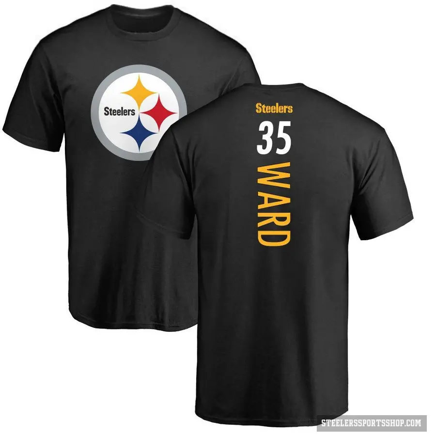 Men's ＃35 Jonathan Ward Pittsburgh Steelers Black Backer T-Shirt