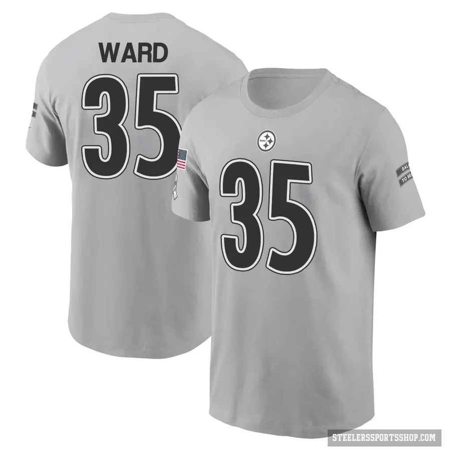 Men's ＃35 Jonathan Ward Pittsburgh Steelers Gray 2024 Salute to Service T-Shirt