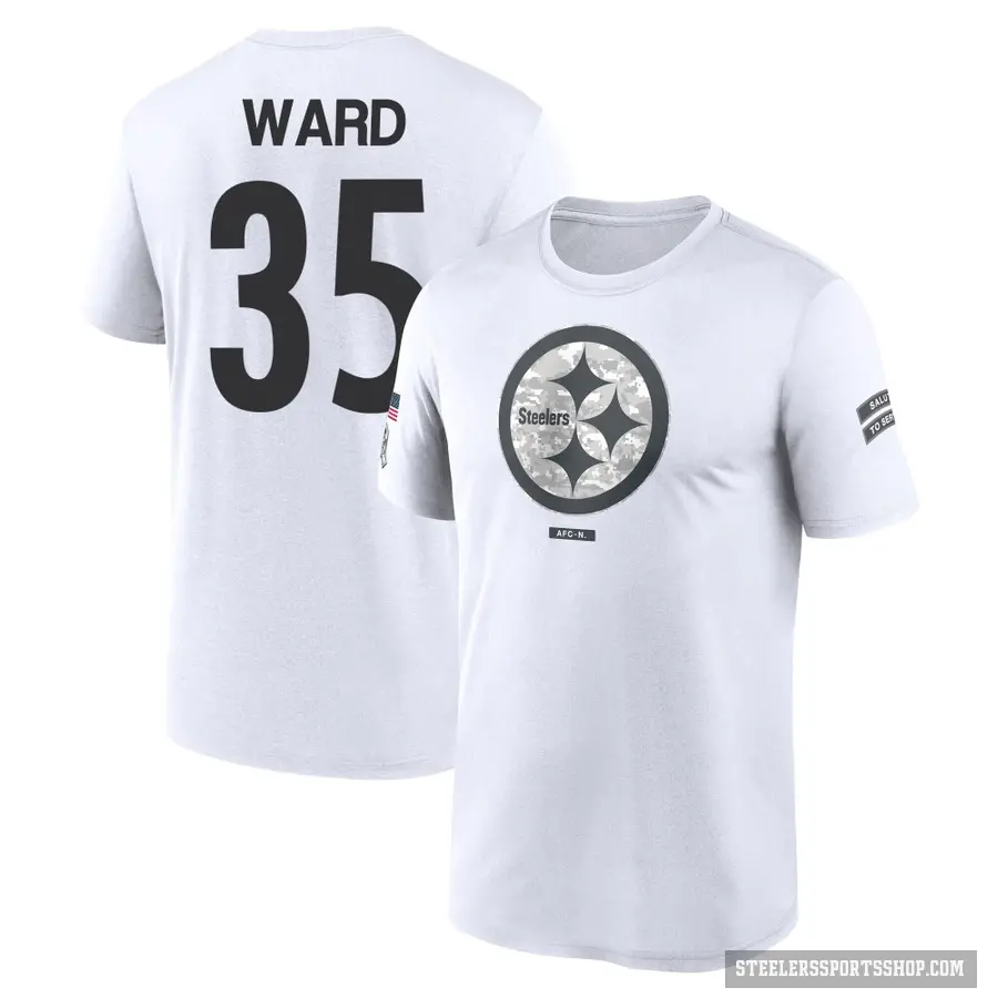 Men's ＃35 Jonathan Ward Pittsburgh Steelers White 2024 Salute to Service Performance T-Shirt