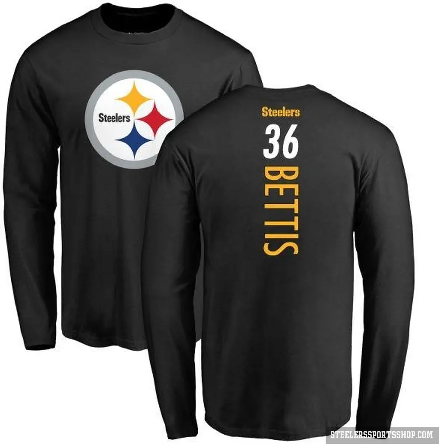 Men's ＃36 Jerome Bettis Pittsburgh Steelers Black Backer Long Sleeve T-Shirt