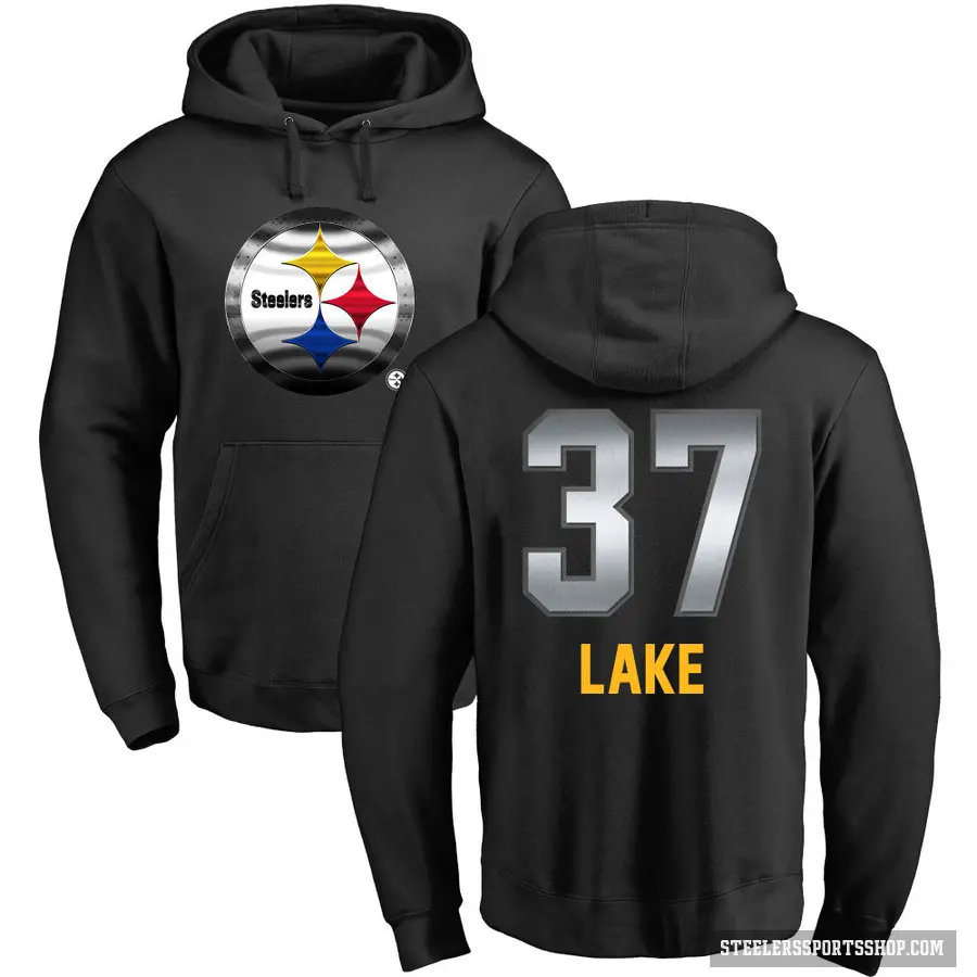 Men's ＃37 Carnell Lake Pittsburgh Steelers Black Midnight Mascot Pullover Hoodie