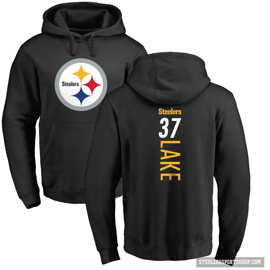 Men's ＃37 Carnell Lake Pittsburgh Steelers Black Pro Line Backer Pullover Hoodie