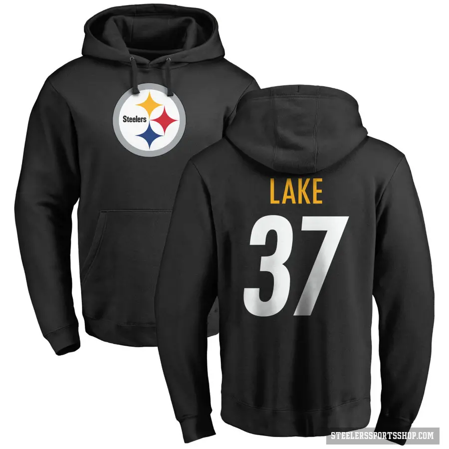 Men's ＃37 Carnell Lake Pittsburgh Steelers Black Pro Line Logo Pullover Hoodie