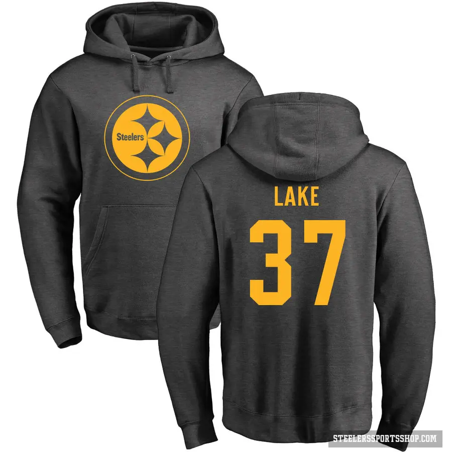 Men's ＃37 Carnell Lake Pittsburgh Steelers Pro Line by Branded Ash One Color Pullover Hoodie