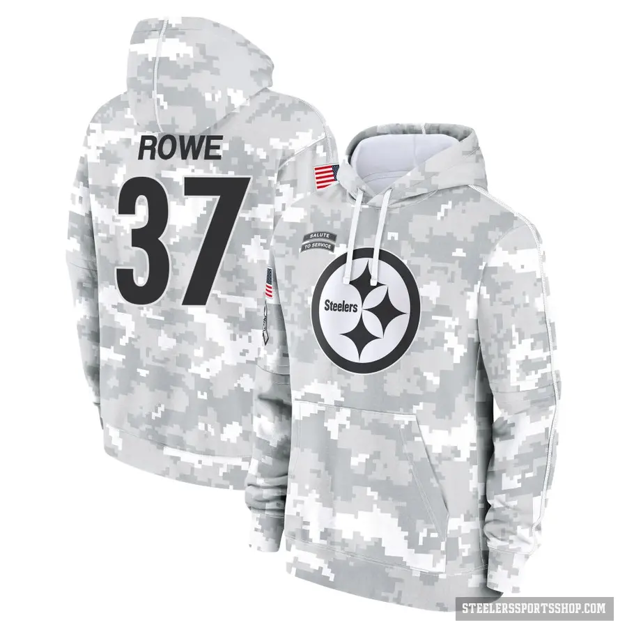 Men's ＃37 Eric Rowe Pittsburgh Steelers Arctic Camo 2024 Salute to Service Club Fleece Pullover Hoodie