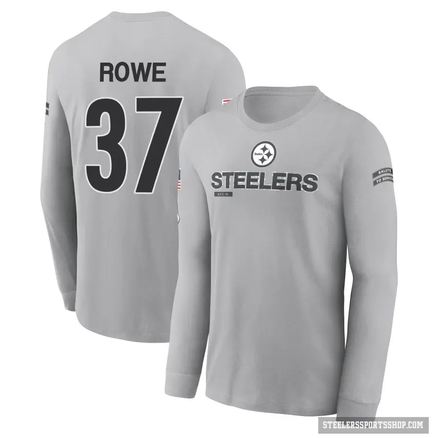 Men's ＃37 Eric Rowe Pittsburgh Steelers Gray 2024 Salute to Service Long Sleeve T-Shirt