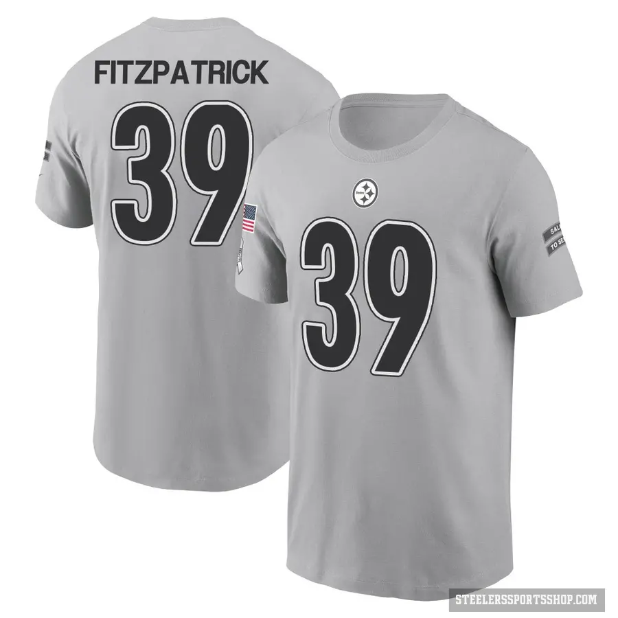 Men's ＃39 Minkah Fitzpatrick Pittsburgh Steelers Gray 2024 Salute to Service T-Shirt