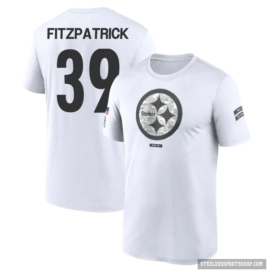 Men's ＃39 Minkah Fitzpatrick Pittsburgh Steelers White 2024 Salute to Service Performance T-Shirt