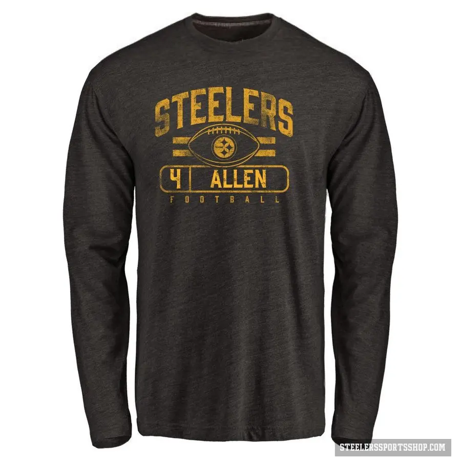 Men's ＃4 Kyle Allen Pittsburgh Steelers Black Flanker Long Sleeve T-Shirt