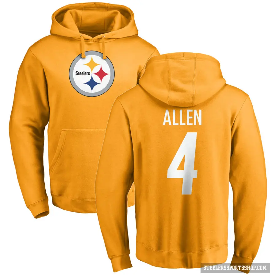 Men's ＃4 Kyle Allen Pittsburgh Steelers Gold Pro Line Name & Number Logo Pullover Hoodie