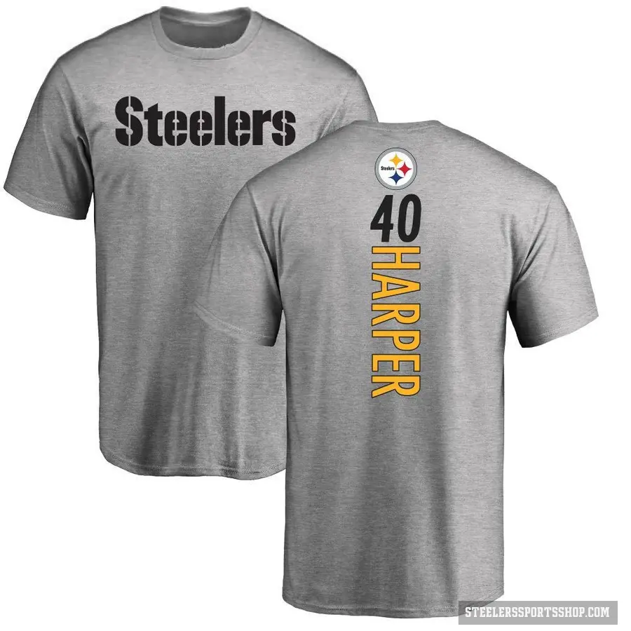 Men's ＃40 Devin Harper Pittsburgh Steelers Ash Backer T-Shirt