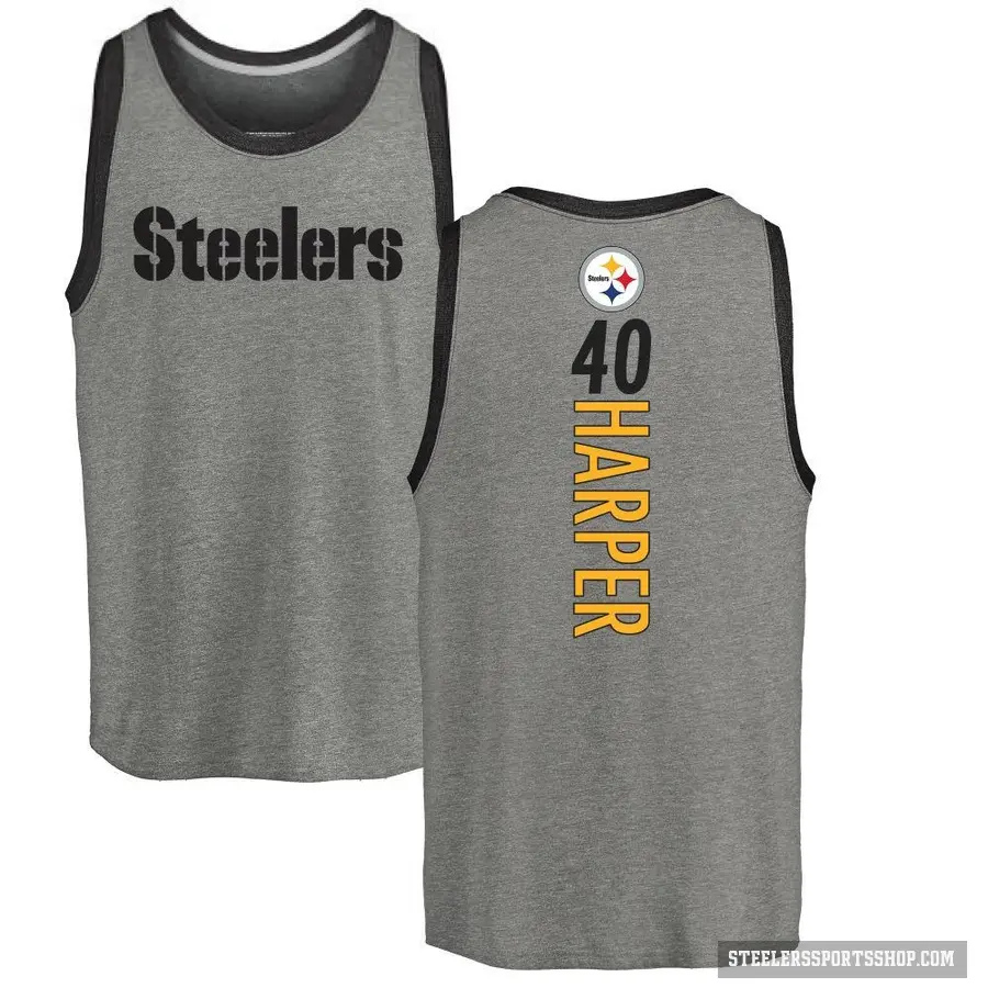 Men's ＃40 Devin Harper Pittsburgh Steelers Ash Backer Tank Top