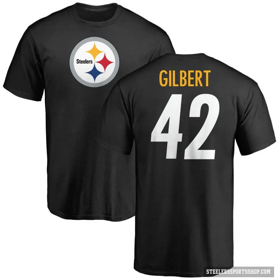 Men's ＃42 Zyon Gilbert Pittsburgh Steelers Black Logo T-Shirt