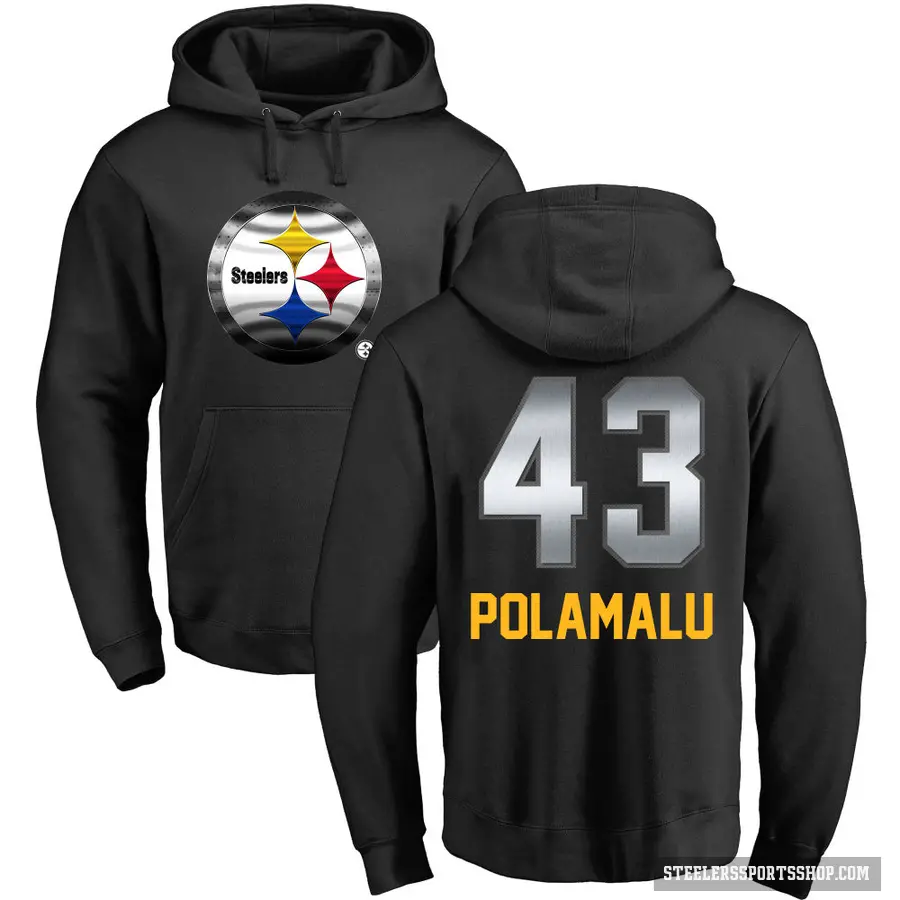 Men's ＃43 Troy Polamalu Pittsburgh Steelers Black Midnight Mascot Pullover Hoodie