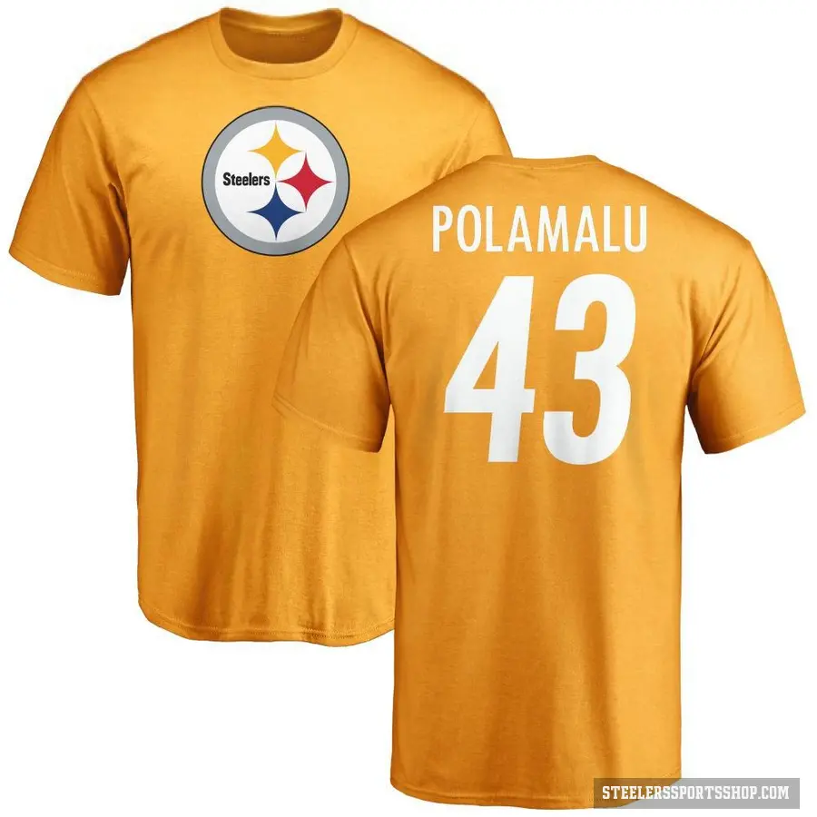 Men's ＃43 Troy Polamalu Pittsburgh Steelers Gold Logo T-Shirt