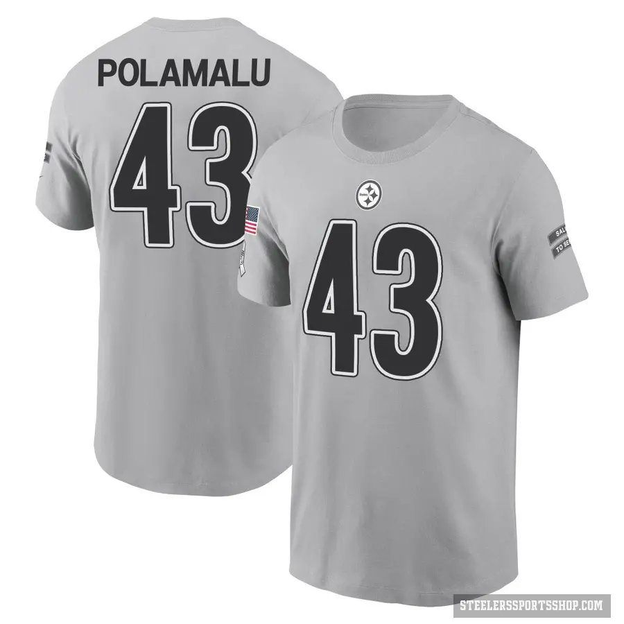 Men's ＃43 Troy Polamalu Pittsburgh Steelers Gray 2024 Salute to Service T-Shirt