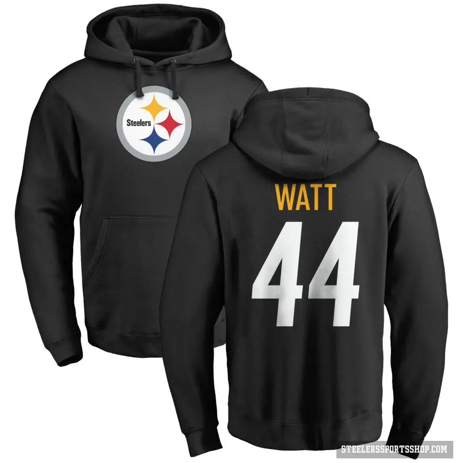 Men's ＃44 Derek Watt Pittsburgh Steelers Black Pro Line Logo Pullover Hoodie