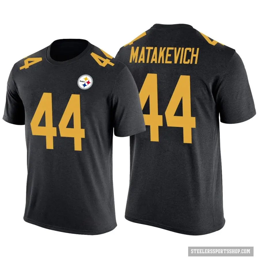 Men's ＃44 Tyler Matakevich Pittsburgh Steelers Black Color Rush T-Shirt