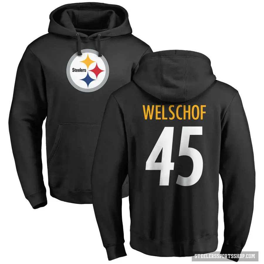 Men's ＃45 Julius Welschof Pittsburgh Steelers Black Pro Line Logo Pullover Hoodie