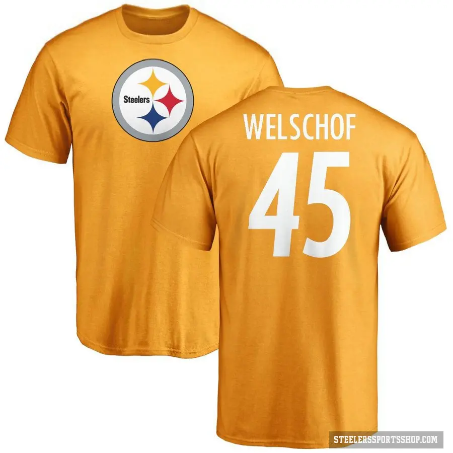 Men's ＃45 Julius Welschof Pittsburgh Steelers Gold Logo T-Shirt