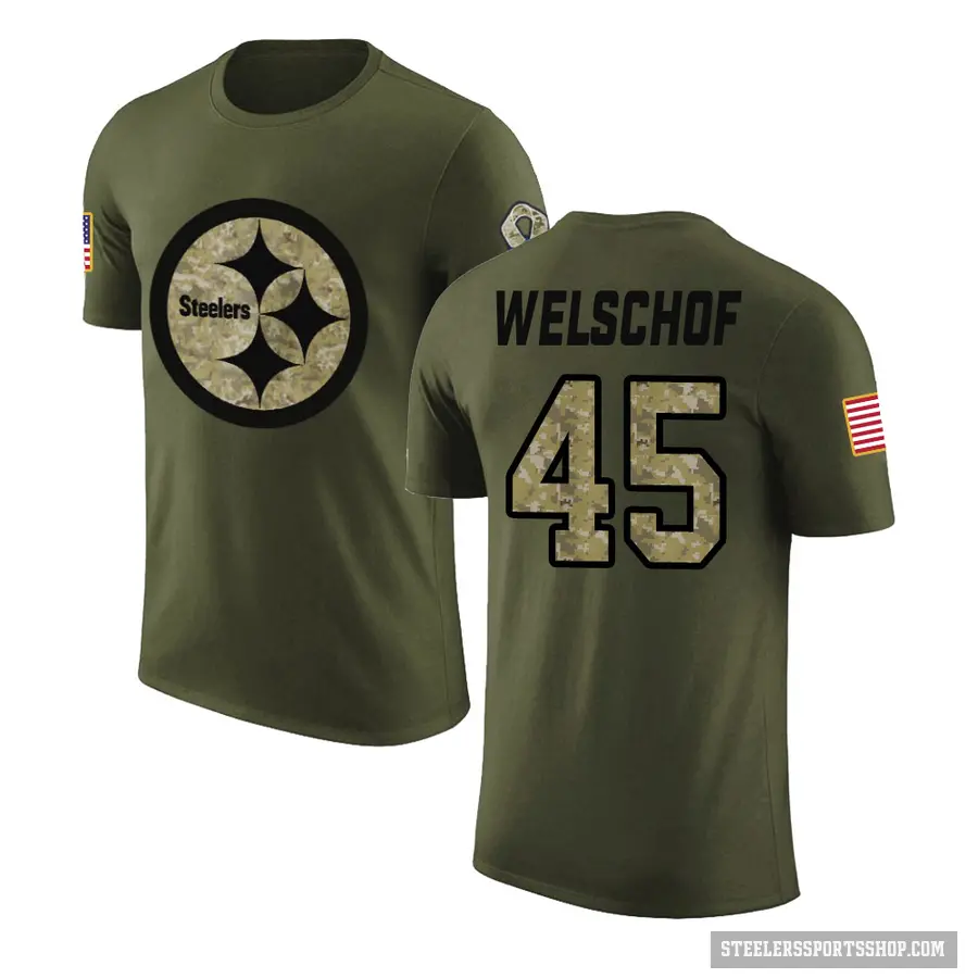 Men's ＃45 Julius Welschof Pittsburgh Steelers Olive Salute to Service T-Shirt