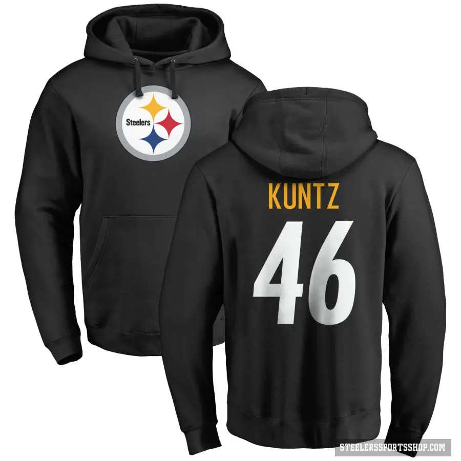 Men's ＃46 Christian Kuntz Pittsburgh Steelers Black Pro Line Logo Pullover Hoodie