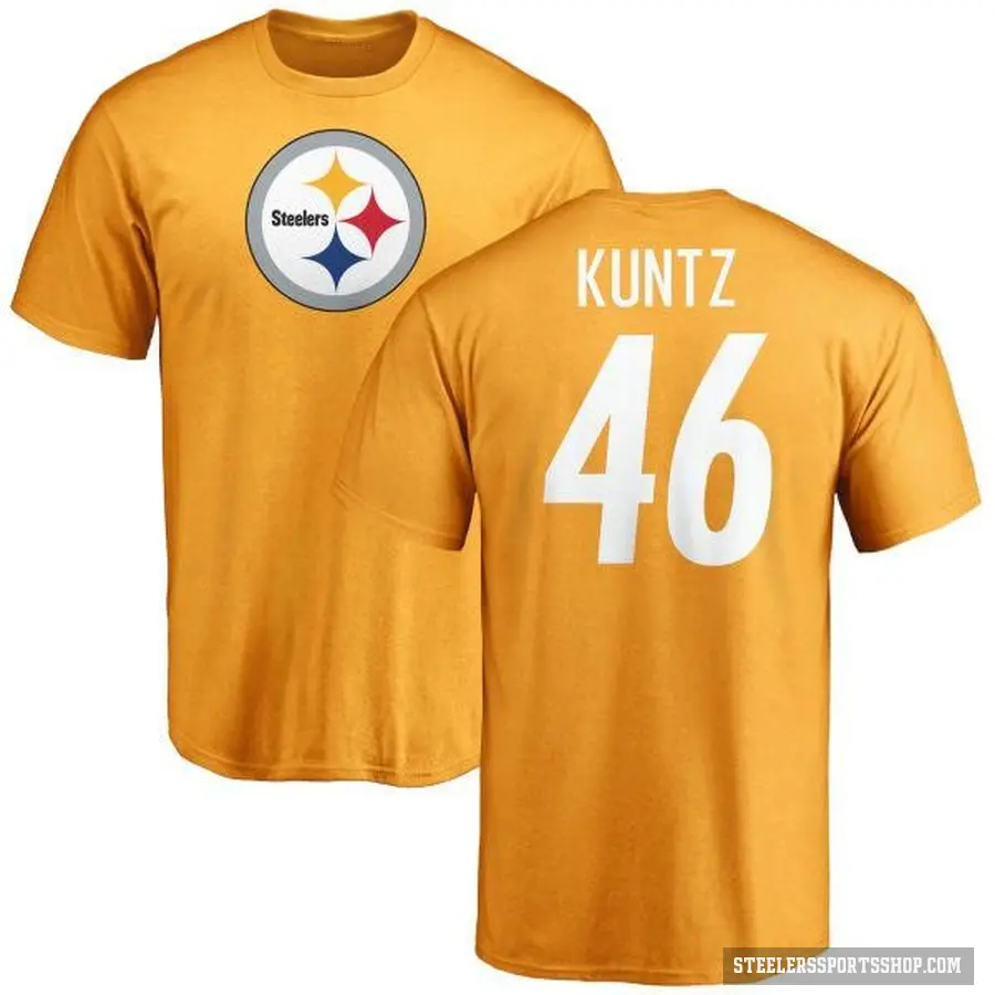 Men's ＃46 Christian Kuntz Pittsburgh Steelers Gold Logo T-Shirt