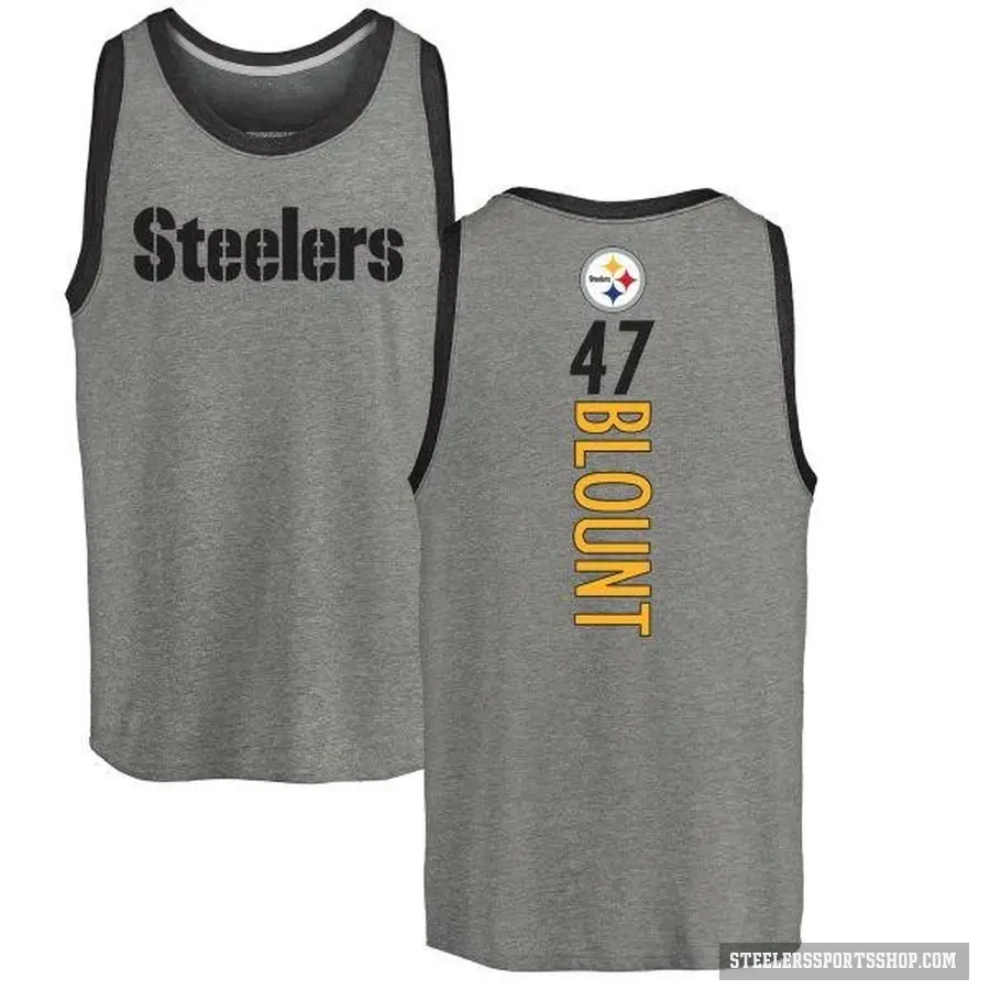 Men's ＃47 Mel Blount Pittsburgh Steelers Ash Backer Tank Top