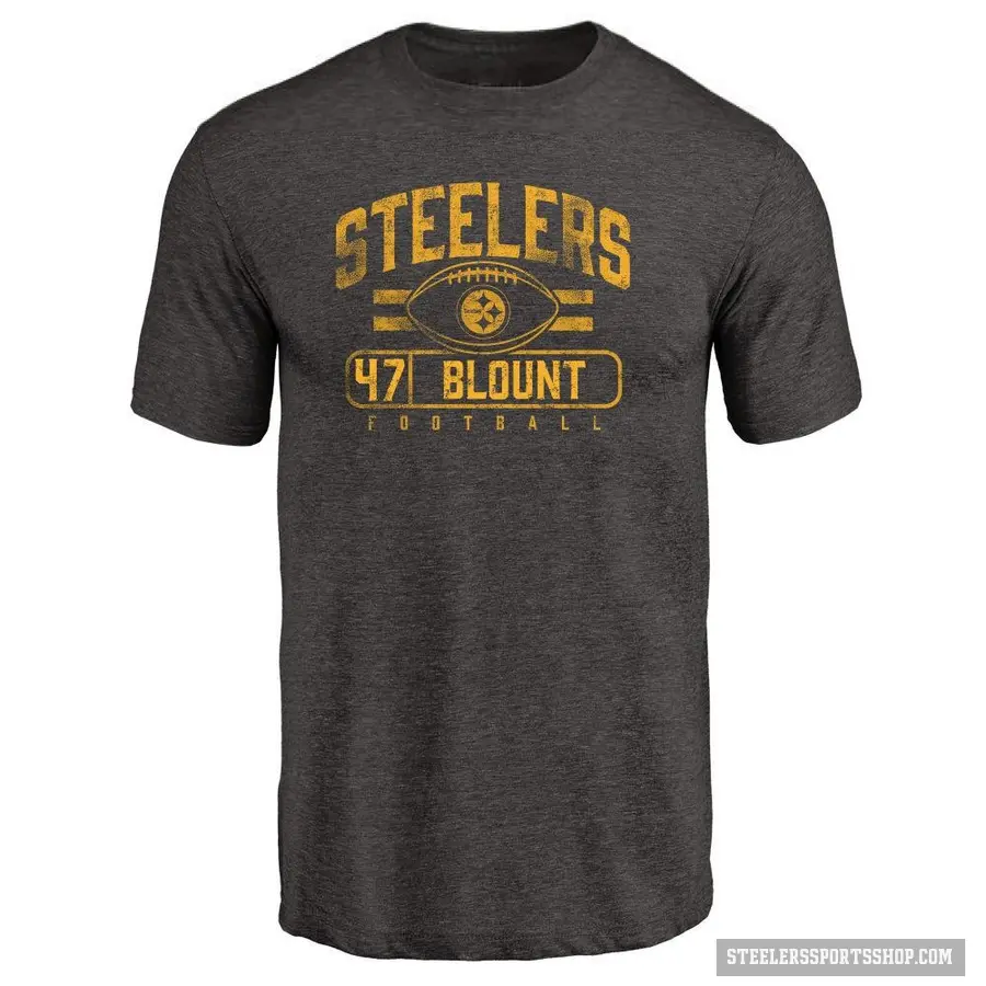 Men's ＃47 Mel Blount Pittsburgh Steelers Black Flanker T-Shirt