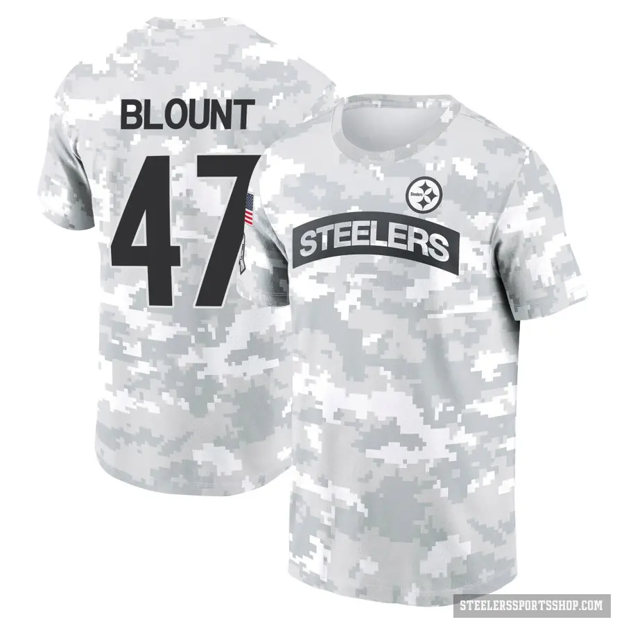 Men's ＃47 Mel Blount Pittsburgh Steelers Camo Arctic 2024 Salute to Service Performance T-Shirt